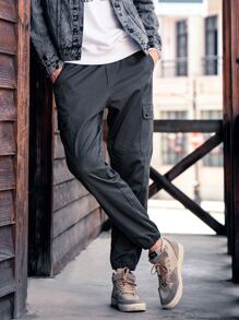 Quần Nam Túi màu trơn Đường phố - Màu xám đen - Xem 4