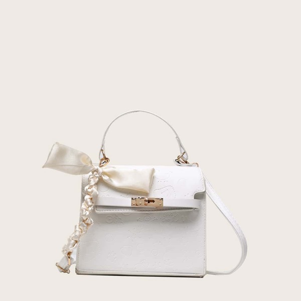 

Girls Cartoon Embossed Satchel Bag, White