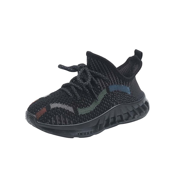 

Boys Lace-up Decor Sneakers, Black