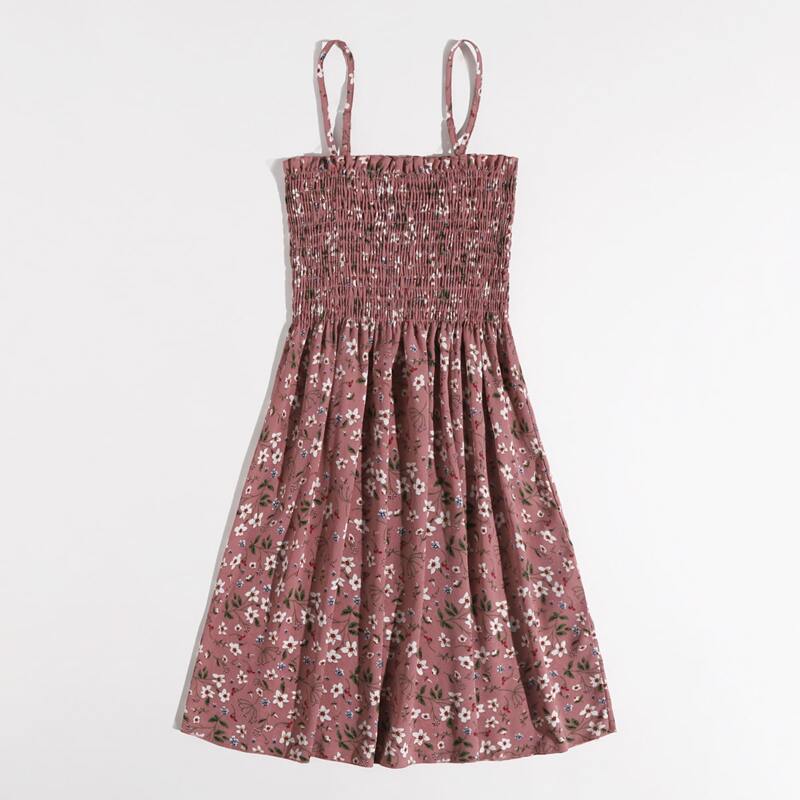 

Ditsy Floral Shirred Cami Dress, Dusty pink