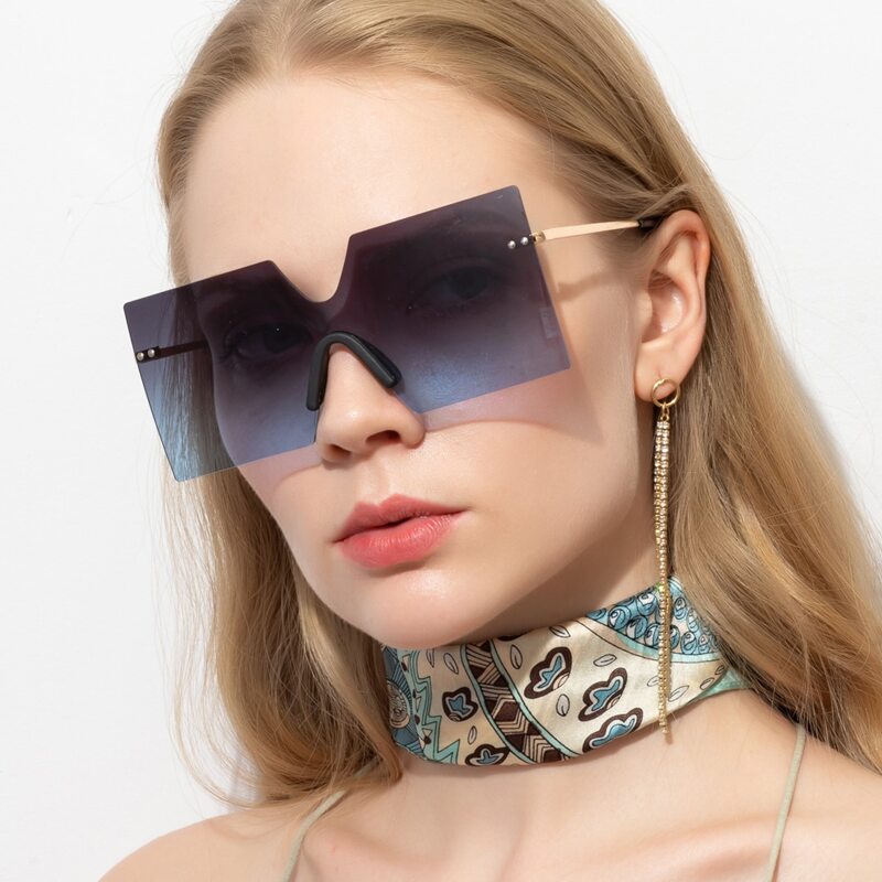 

Oversized Rimless Square Sunglasses