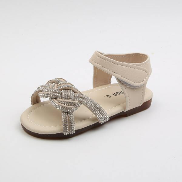 

Toddler Girls Rhinestone Decor Woven Sandals, Beige