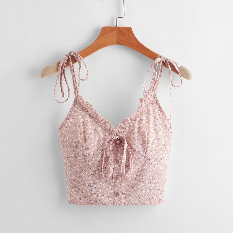 

Ditsy Floral Tie Shoulder Cami, Dusty pink