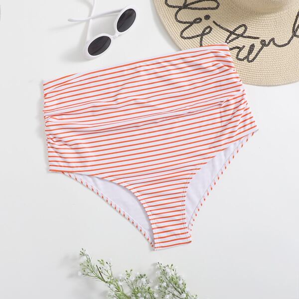

Maternity Striped Ruched Bikini Bottom, Orange