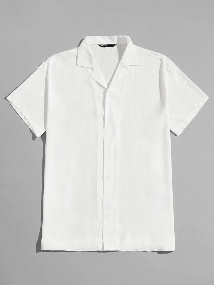 Manfinity Men Revere Collar Shirt - White - View 1