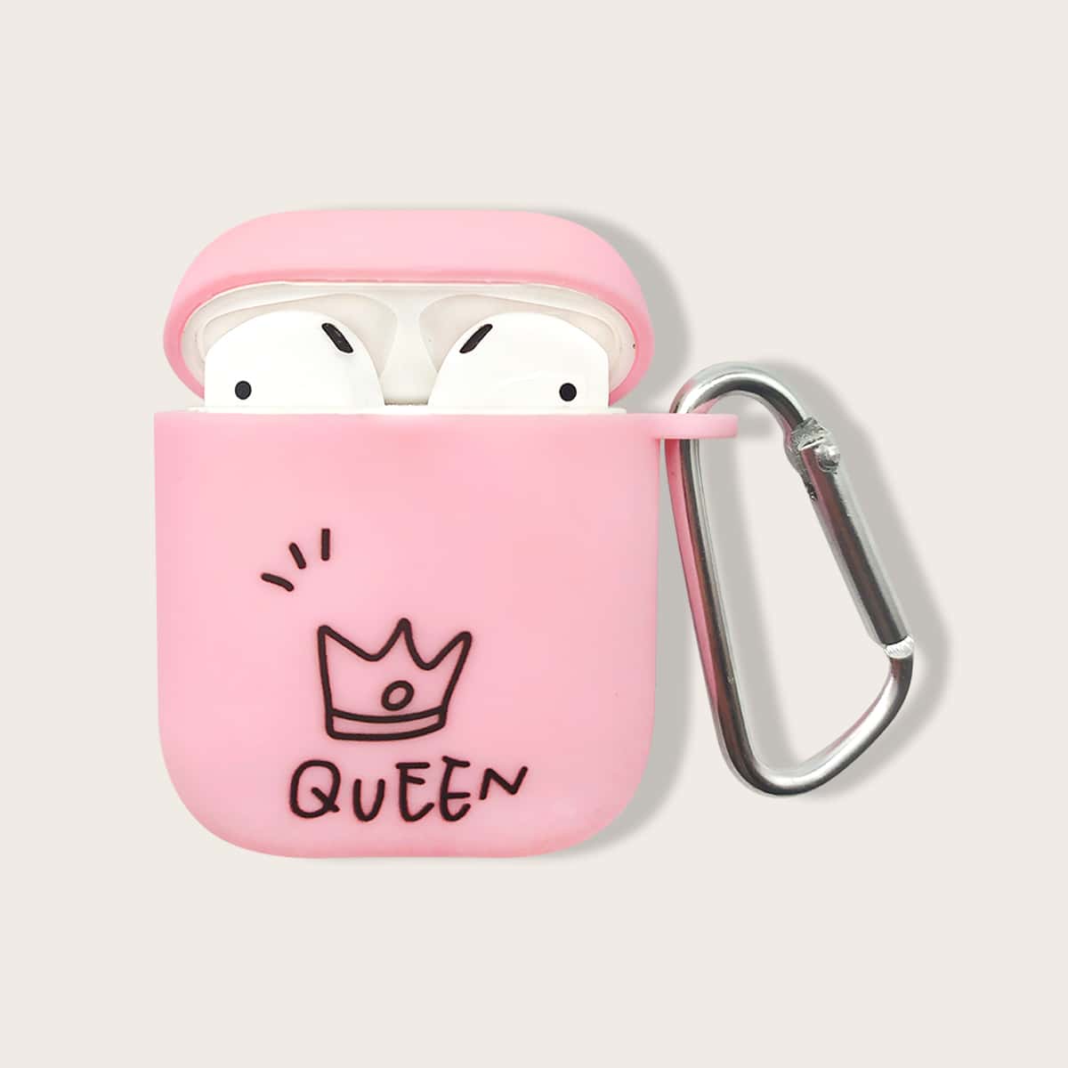 

Crown Print AirPods Case, Baby pink
