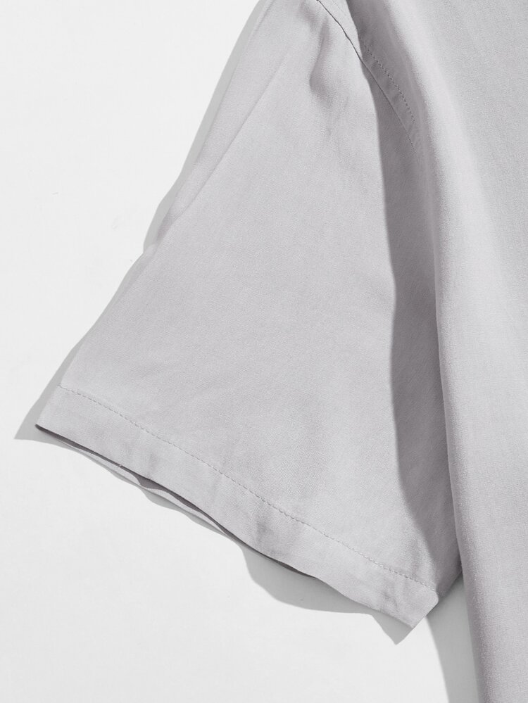 Manfinity NiteLyfe Men Revere Collar Shirt - Light Grey - View 3