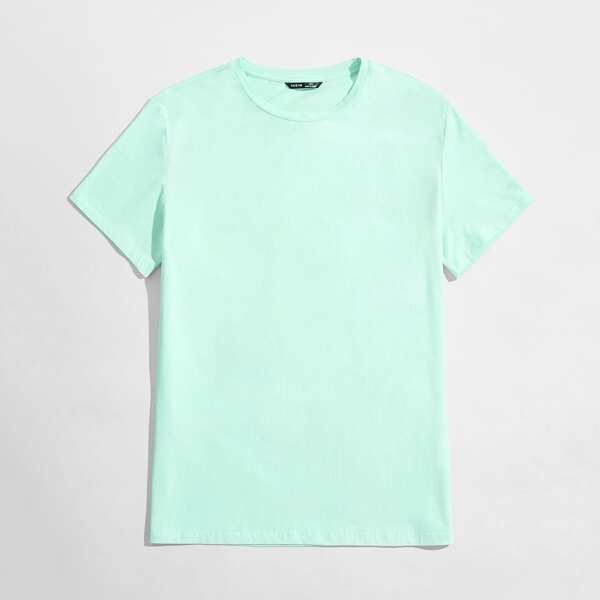 

Men Round Neck Solid Tee, Mint green