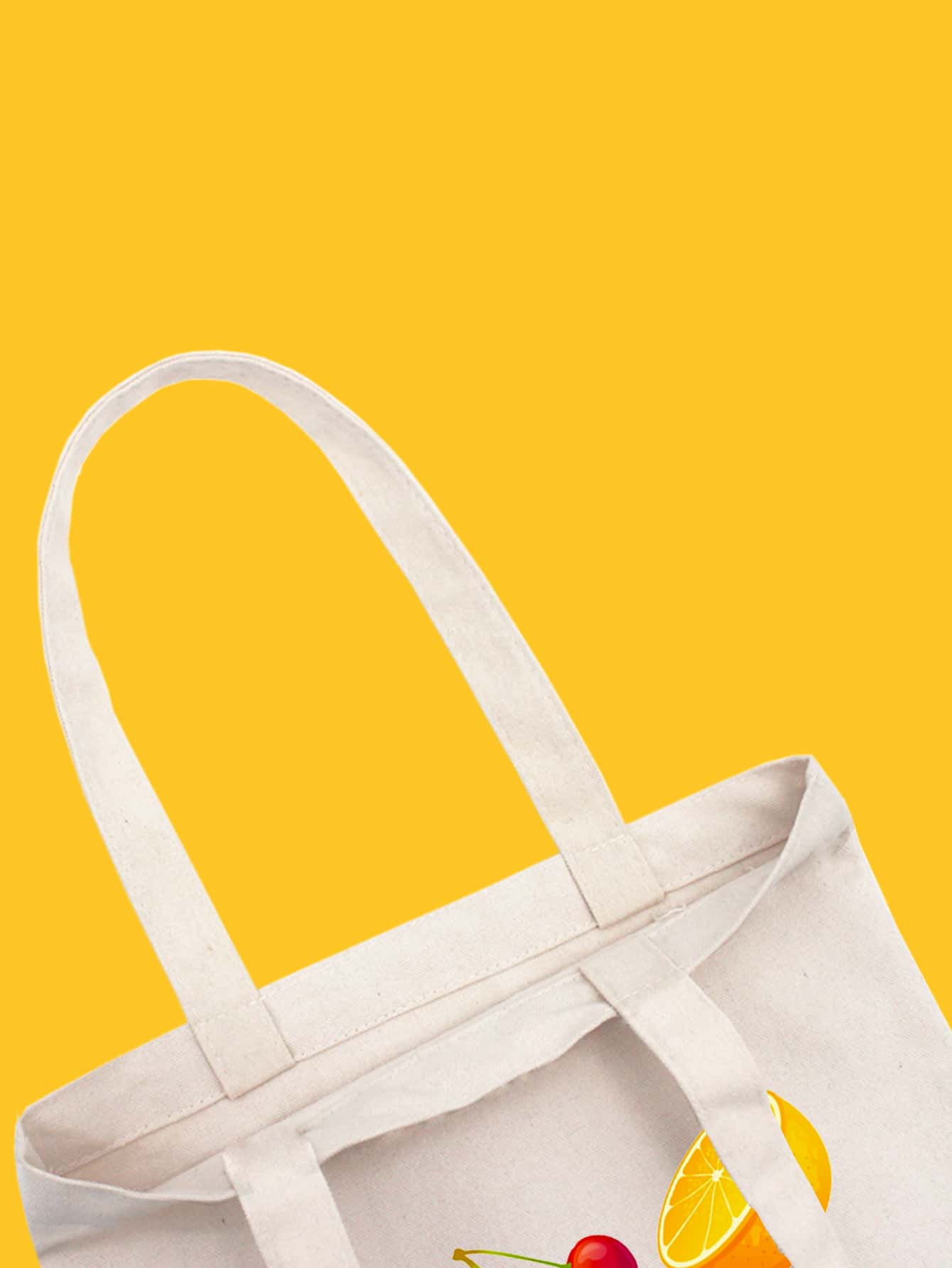 Fruit Graphic Shopper Bag - Beige - View 3