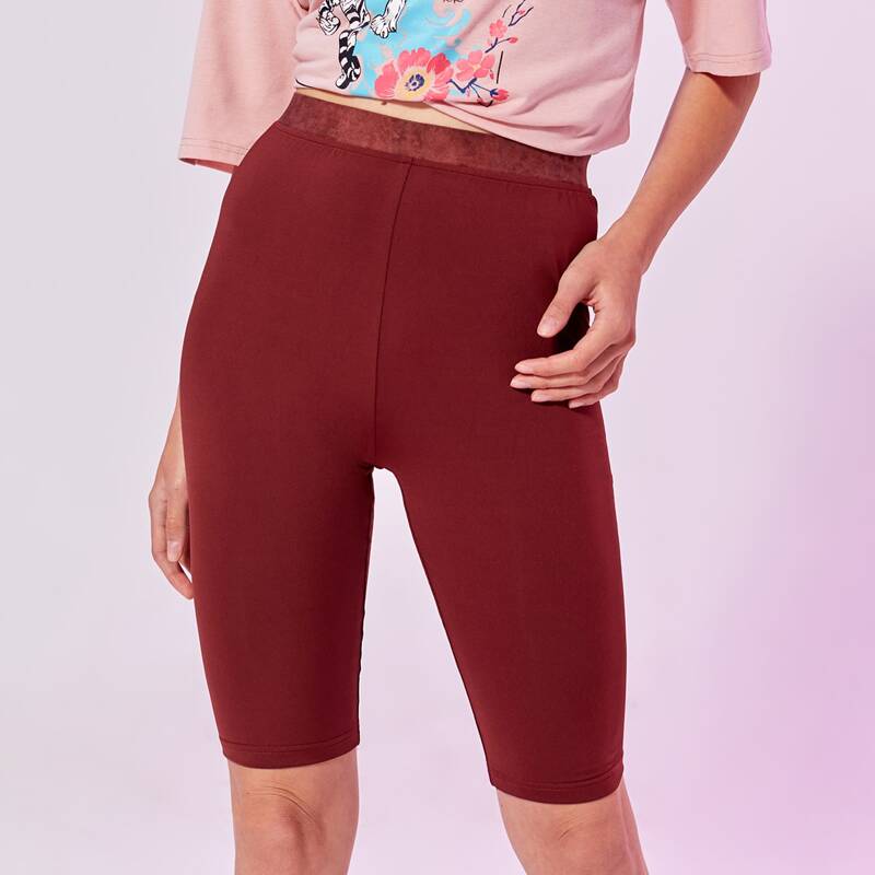 

Solid Biker Shorts, Maroon