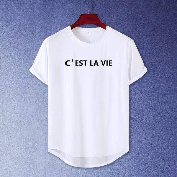 

Men Letter Graphic High Low Tee, White
