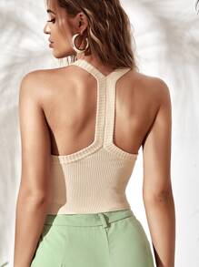 SHEIN Racerback Knit Top - Apricot - View 1