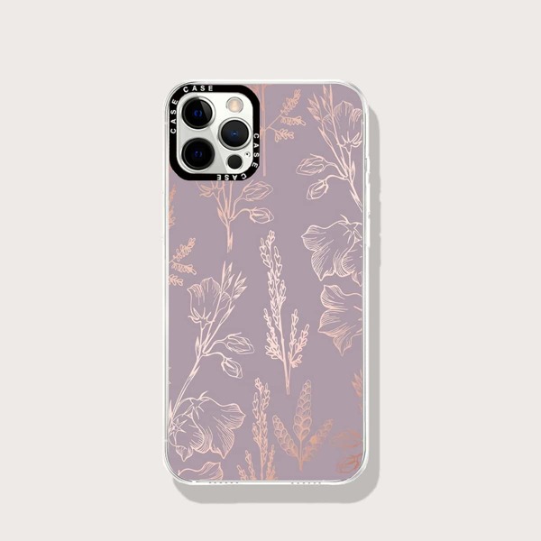 

Plant Print Phone Case, Mauve purple