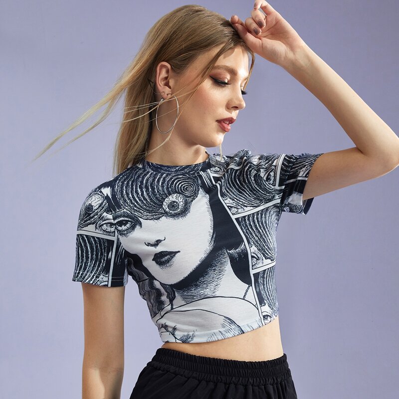 

Figure Graphic Crop Tee, Multicolor