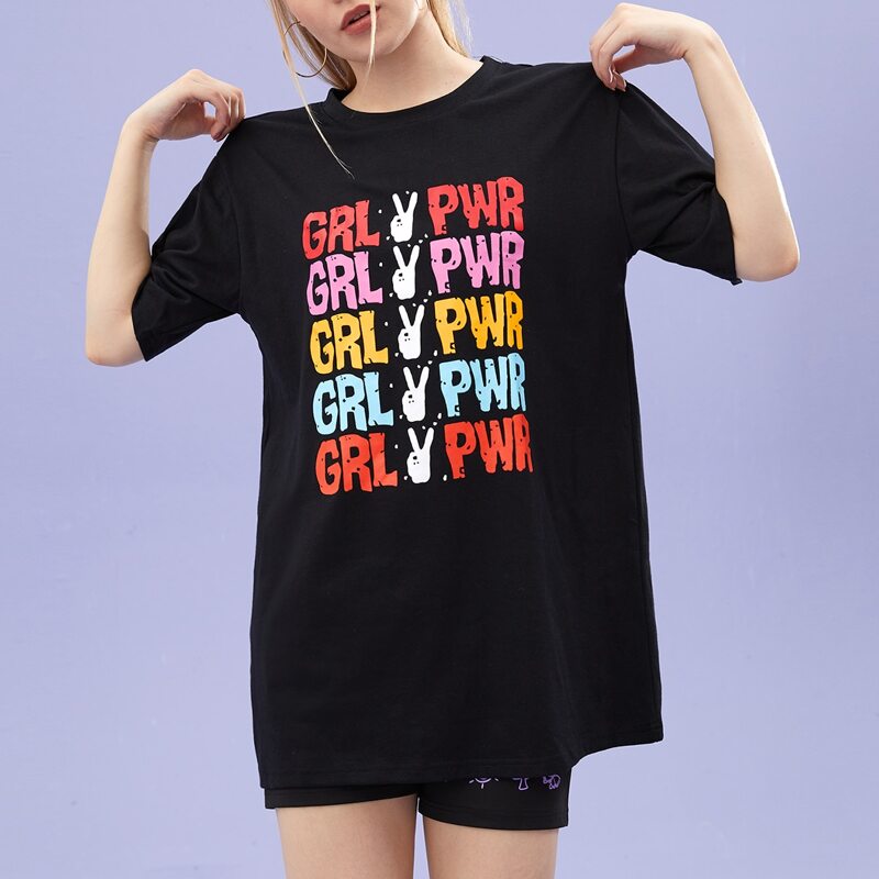 

Letter Gesture Graphic Tee, Black