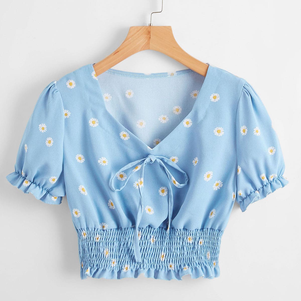 

Daisy Shirred Blouse, Blue