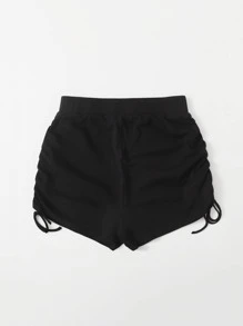 SHEIN EZwear Shorts Ruched Con Cordones Anudados En Tallas Grandes