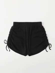 SHEIN EZwear Shorts Ruched Con Cordones Anudados En Tallas Grandes