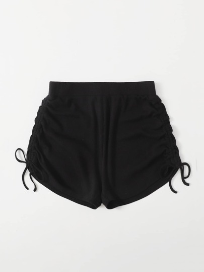 SHEIN EZwear 大碼抽繩結飾抽褶短褲