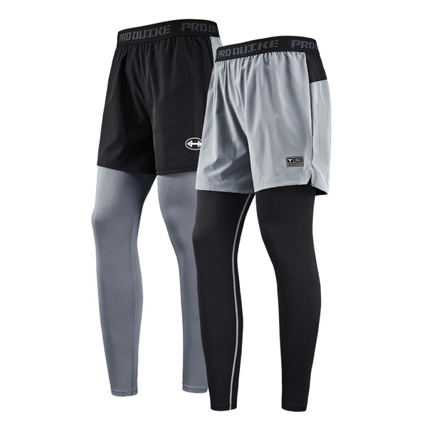 

Men 2 Pack Letter Graphic Combo Sport Tights, Multicolor