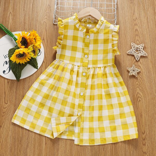 

Toddler Girls Buffalo Plaid Ruffle Trim Smock Dress, Multicolor