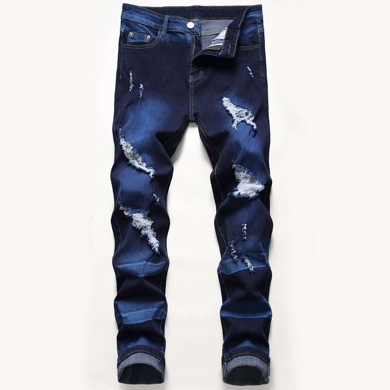

Guys Washed Ripped Jeans, Dark wash