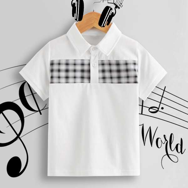 

Toddler Boys Plaid Polo Shirt, White