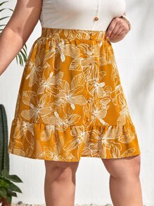 SHEIN Váy Plus Size Viên lá sen Nhiệt đới Boho - Nhiều màu - Xem 3