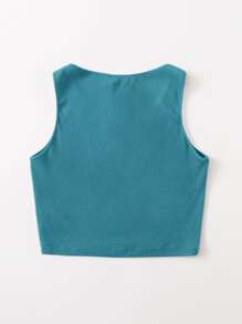 Rhinestone Mushroom Tank Top - Cadet Blue - View 2