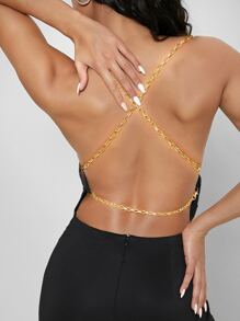 SHEIN BAE Áo liền quần Dây kéo màu trơn Gợi cảm - màu đen - Xem 1