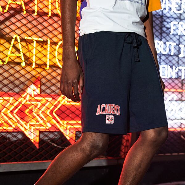 

Men Letter Graphic Shorts, Navy blue