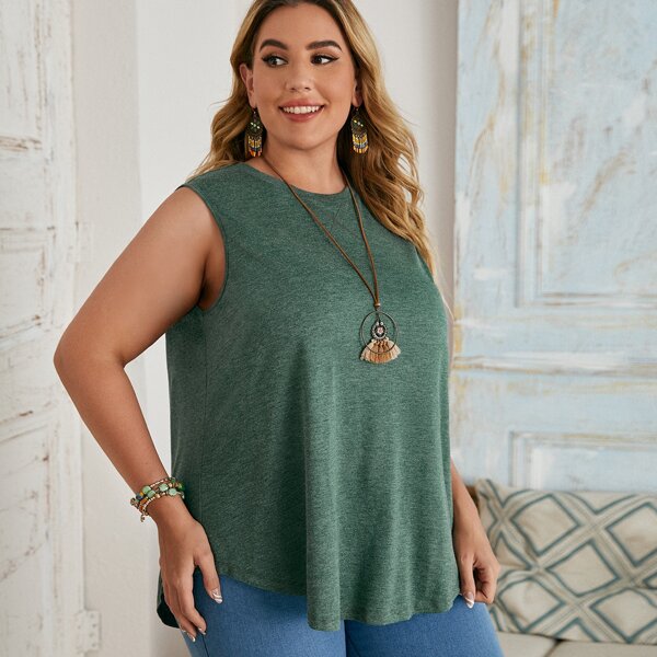 

Plus Solid Tank Top, Dark green