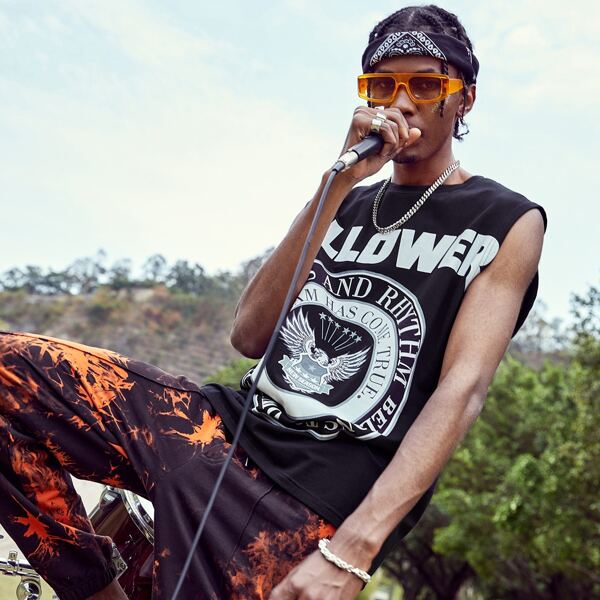 

Мужская майка с оригинальным принтом, Чёрный