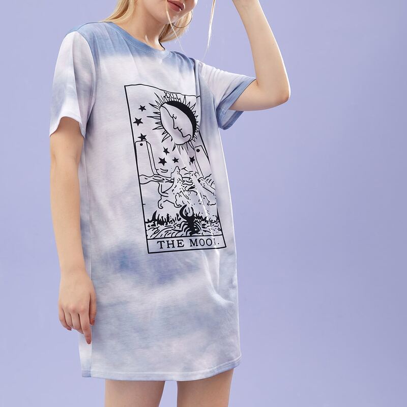 

Sun Graphic Tie Dye Tee Dress, Multicolor
