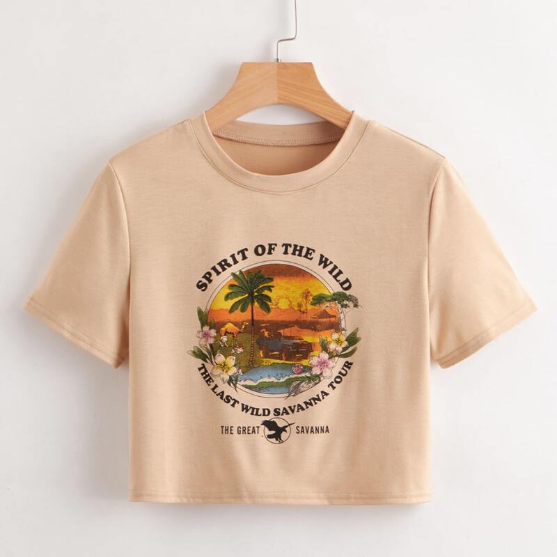 

Letter Graphic Tee, Apricot