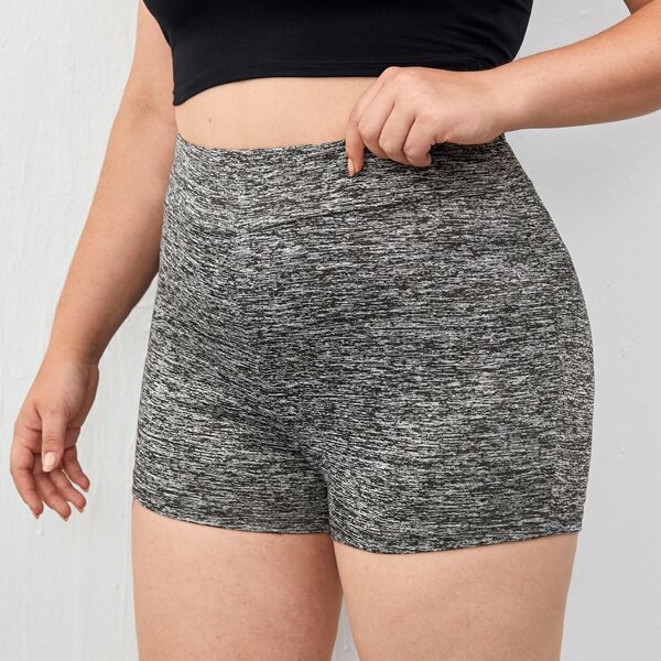 

Plus Marled Biker Shorts, Dark grey