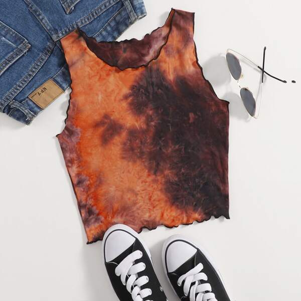 

Tie Dye Lettuce Trim Tank Top, Multicolor