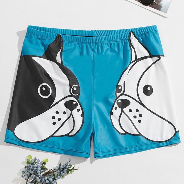

Men Dog Print Swim Trunks, Blue