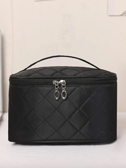 キルティング ファスナー メイクアップバッグの画像