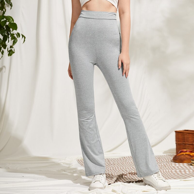 

Solid Flared Pants, Grey