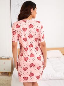 SHEIN 孕婦心形和字母圖案睡衣連衣裙