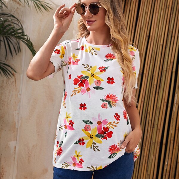

Maternity Floral Print Tee, Multicolor