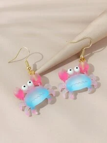 1 Đôi Hoạt Hình Cô Gái Dễ Thương Nhiều Màu Sắc Nhựa Cua Bông Tai & Ốc Động Vật Tòn Ten Bông Tai Dành Cho Nữ - Nhiều màu - Xem 2