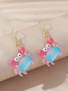 1 Đôi Hoạt Hình Cô Gái Dễ Thương Nhiều Màu Sắc Nhựa Cua Bông Tai & Ốc Động Vật Tòn Ten Bông Tai Dành Cho Nữ - Nhiều màu - Xem 3