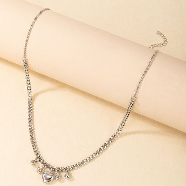 

Heart Pendant Necklace, Silver