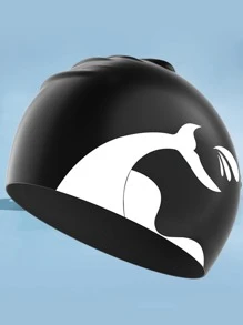 SHENYU Gorro De Natación De Silicona Con Estampado De Cola De Tiburon - Negro - Ver 1