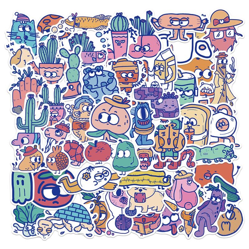 

50pcs Cartoon Graphic Sticker, Multicolor