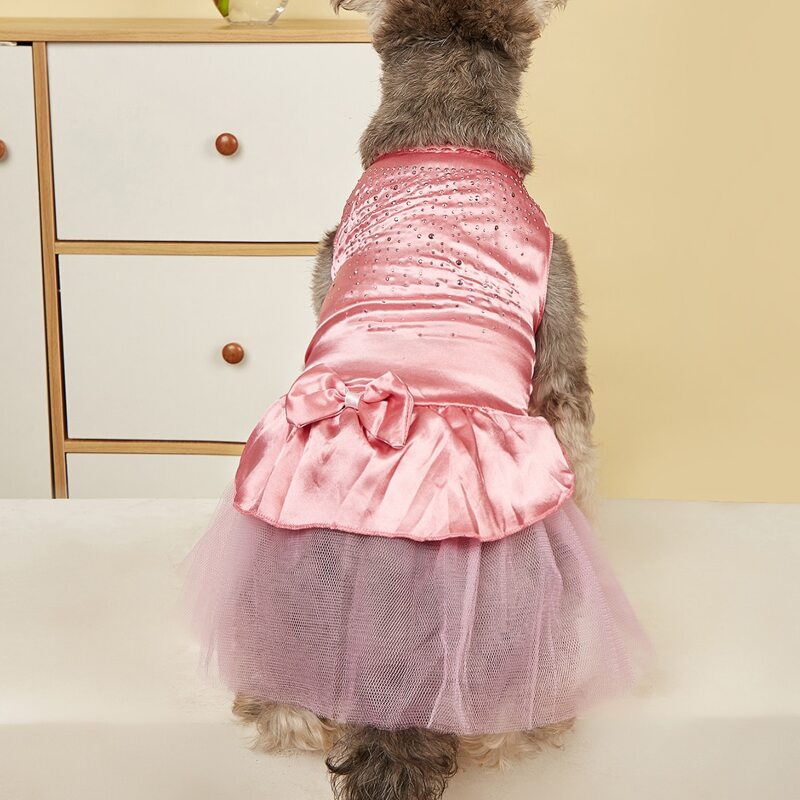 

Rhinestone Decor Pet Dress, Pink