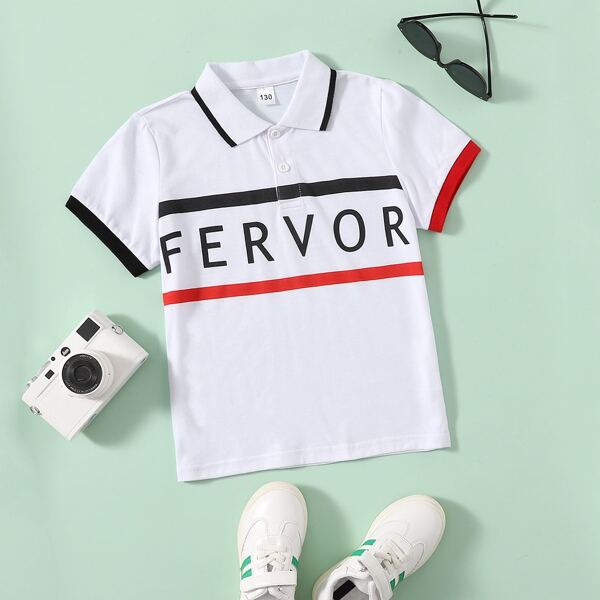 

Boys Letter Graphic Polo Shirt, White