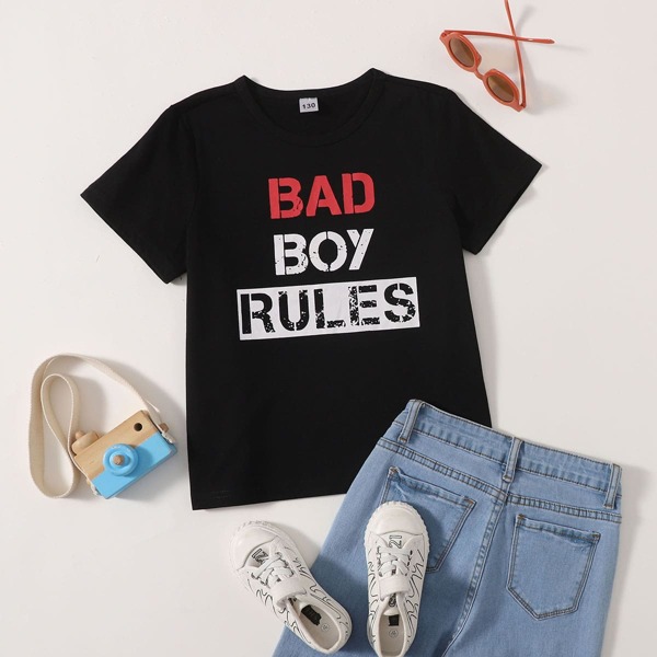 

Boys Slogan Graphic Tee, Black